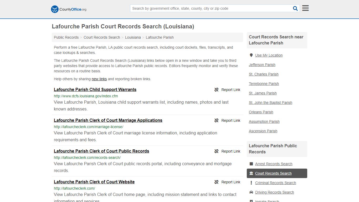 Lafourche Parish Court Records Search (Louisiana) - County Office