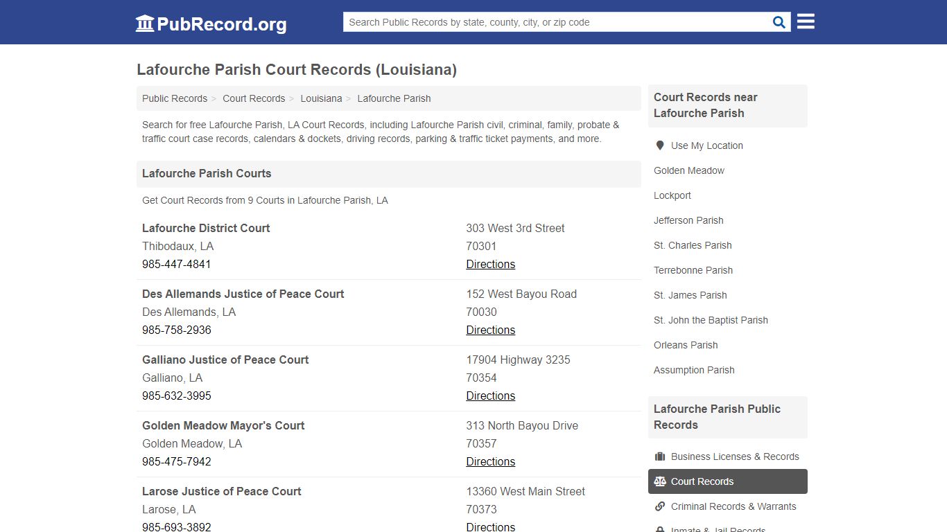 Lafourche Parish Court Records (Louisiana) - PubRecord.org